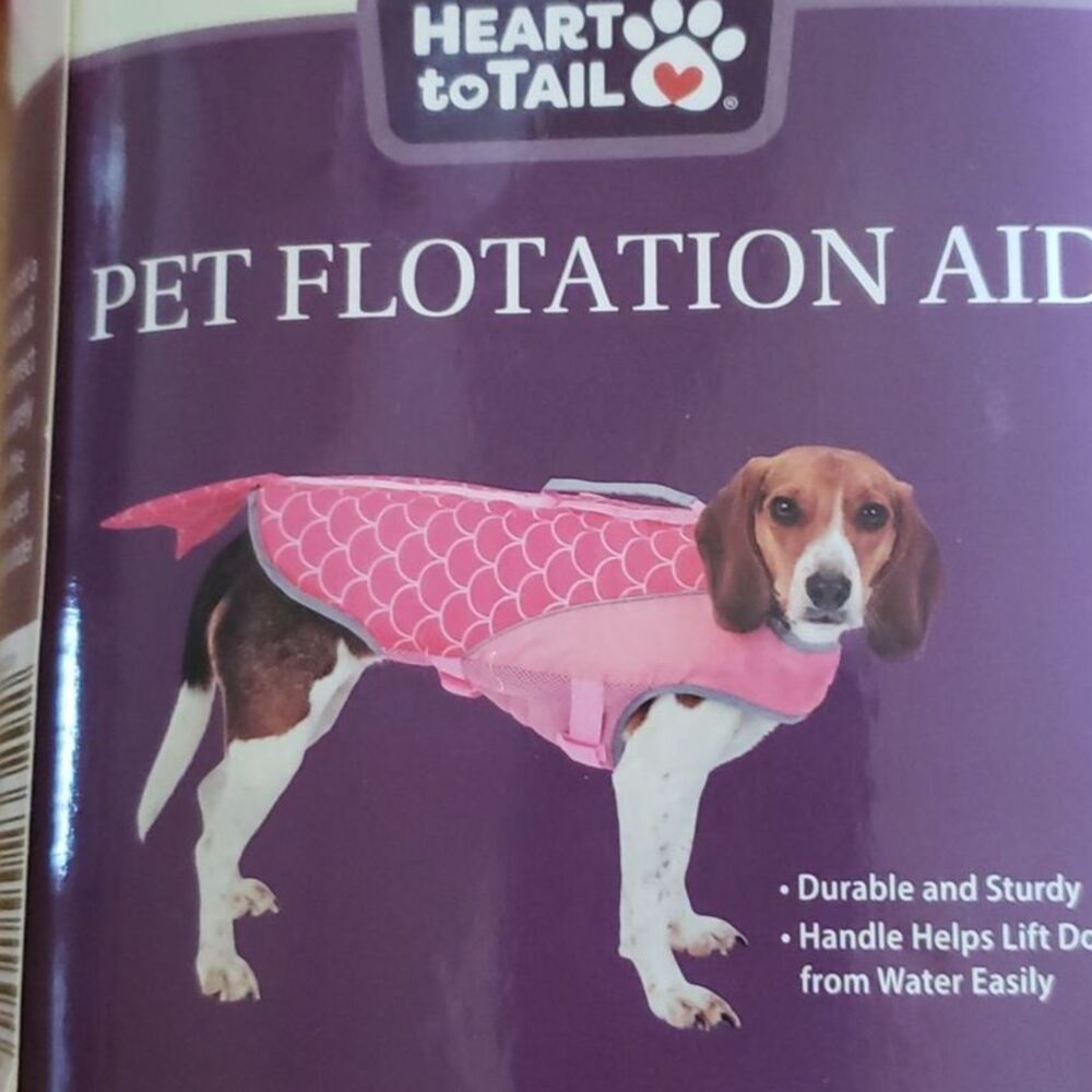 Heart to Tail Pet Flotation Aid Dog Small Pink Mermaid‎ Scale Life Jacket New